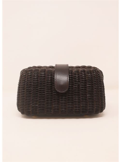 Dark brown wicker clutch bag Laboratorio Capri | 172DARBROWN